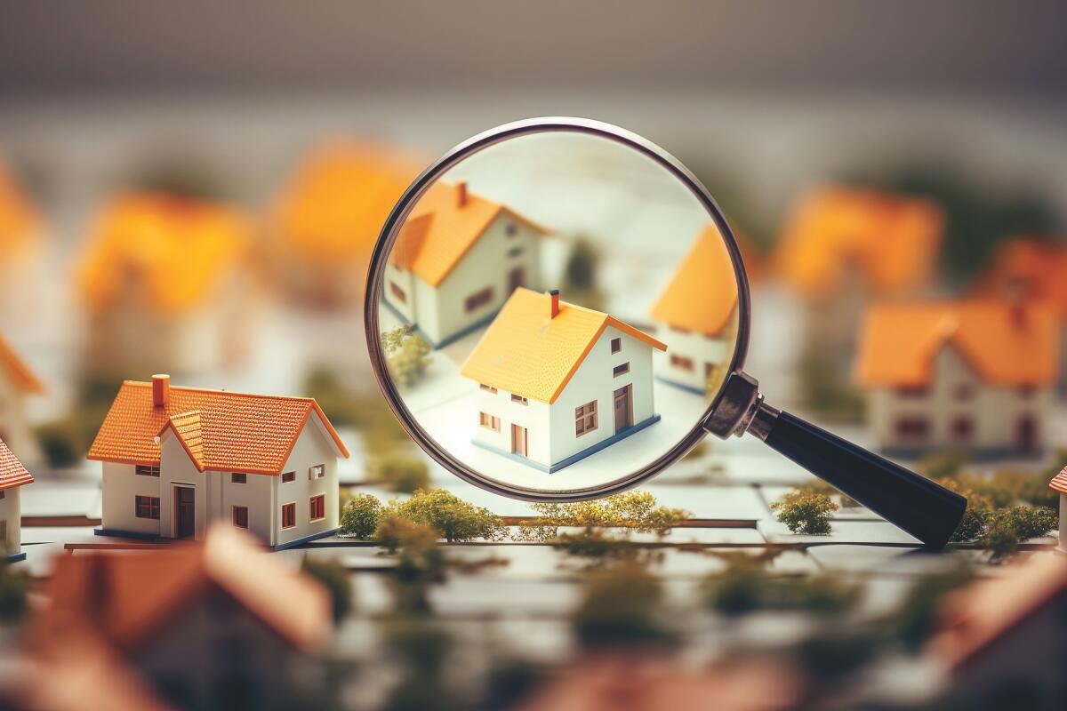 Magnifying glass focusing on a house model, symbolizing how buyers can spot the right opportunities for seller incentives in San Diego real estate