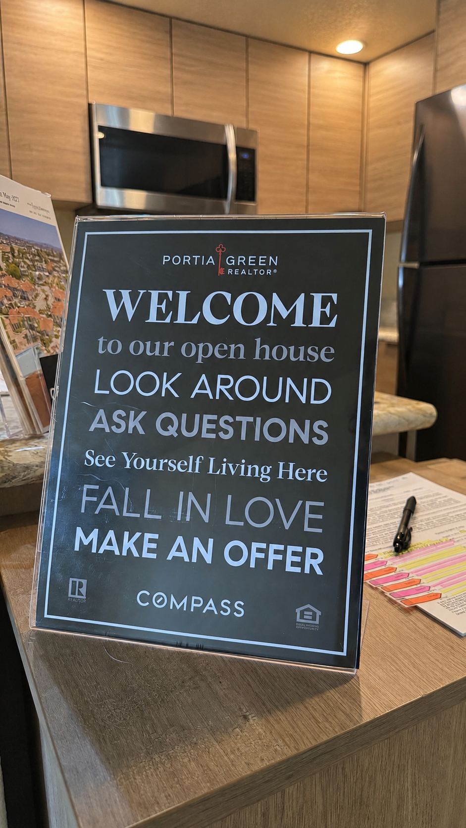 portia green realtor compass san diego open house welcome sign flyers sign in sheet sdhousingmarketdotcom