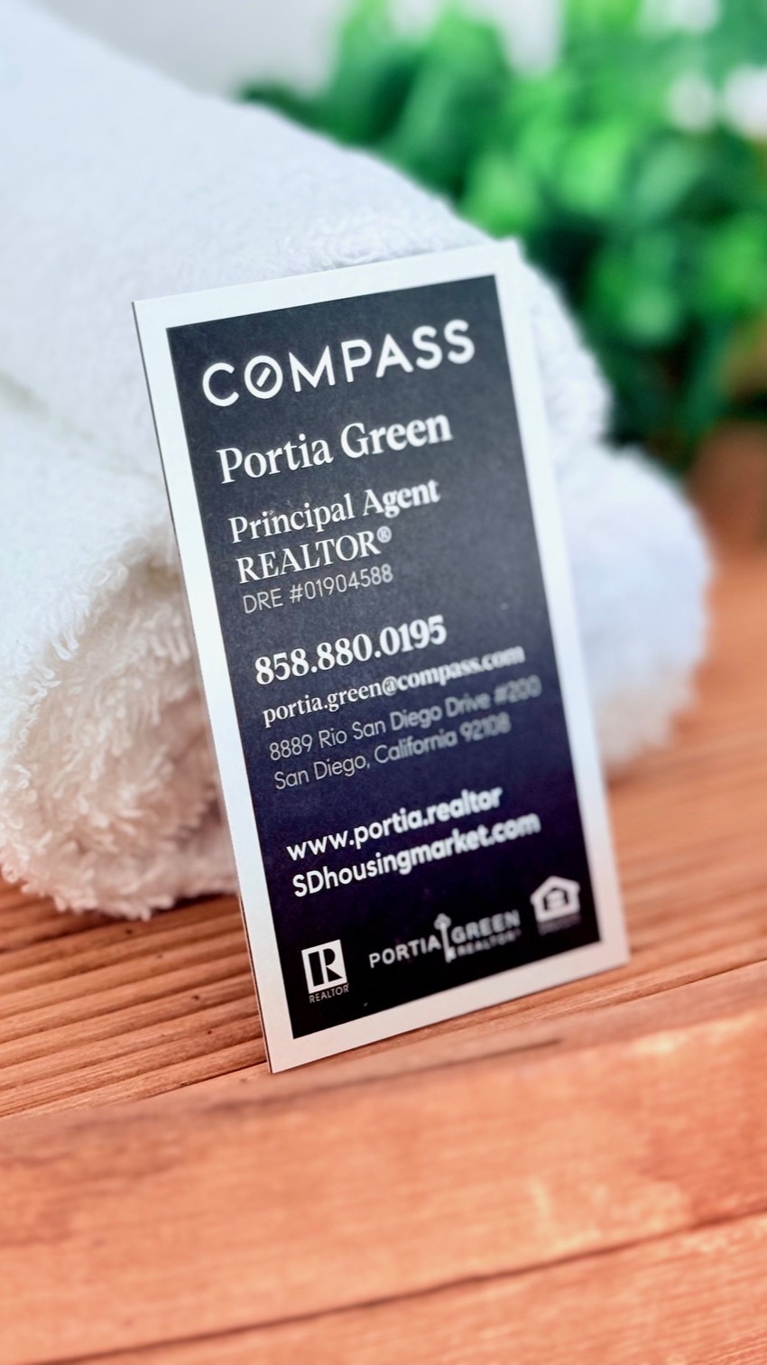 san diego real estate agent business card portia green realtor compass mission valley sdhousingmarketdotcom